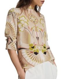 REISS Beth Printed High Neck Blouse Bloomingdales at Bloomingdales