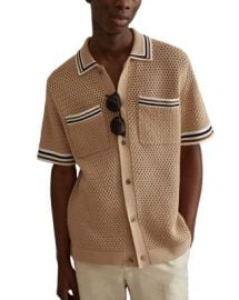 REISS Coulson Crochet Tipped Shirt Bloomingdales at Bloomingdales