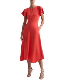 REISS Eleni Flutter Sleeve Midi Dress Bloomingdales at Bloomingdales