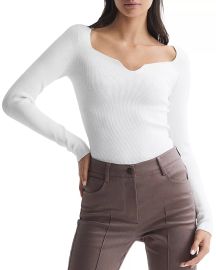 REISS Emine Ribbed Sweetheart Sweater Bloomingdales at Bloomingdales