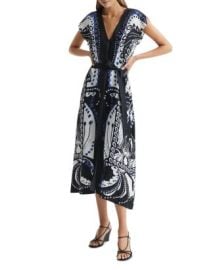 REISS Freja Scarf Print Midi Dress Bloomingdales at Bloomingdales