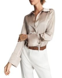 REISS Hailey Button Front Silk Shirt    Bloomingdales at Bloomingdales