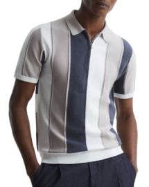 REISS Herald Vertical Colorblocked Quarter Zip Polo Bloomingdales at Bloomingdales