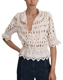 REISS Kyra Broderie Blouse Bloomingdales at Bloomingdales