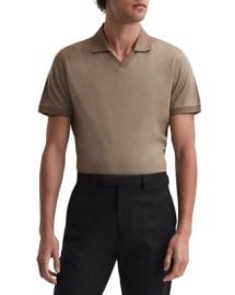 REISS Leeds Mercerized Knit Open Collar Short Sleeve Polo Shirt Bloomingdales at Bloomingdales