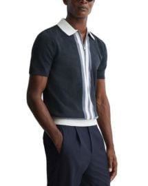 REISS London Cotton Textured Slim Fit Half Zip Polo Shirt Bloomingdale39s at Bloomingdales