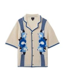 REISS Love Knit Floral Regular Fit Button Down Camp Shirt Bloomingdales at Bloomingdales