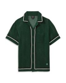 REISS Lucca Crochet Tipped Camp Shirt Bloomingdales at Bloomingdales