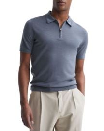 REISS Maxwell Short Sleeved Merino Wool Zip Polo Bloomingdales at Bloomingdales