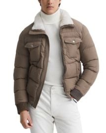 REISS Mist Faux Fur-Trimmed Full-Zip Puffer Jacket Bloomingdales at Bloomingdales