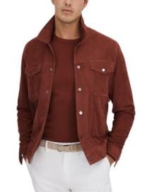 REISS Nico Long Sleeved Suede Press Stud Jacket Bloomingdales at Bloomingdales