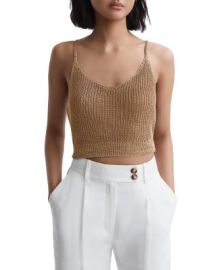 REISS Rhianna Metallic Knit Crop Top Bloomingdales at Bloomingdales