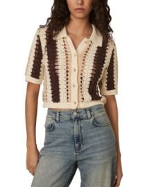 REISS Roni Crochet Button Front Top Bloomingdales at Bloomingdales