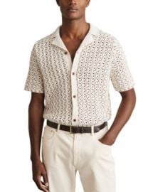 REISS Roulette Cuban Button Through Textured Shirt Bloomingdales at Bloomingdales