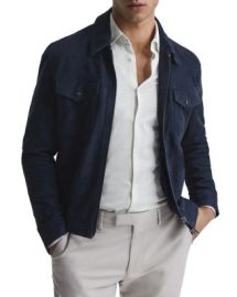 REISS Slim Suede Zip Up Trucker Jacket Bloomingdales at Bloomingdales