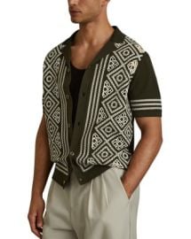 REISS Stefano Embroidered Camp Shirt Bloomingdales at Bloomingdales