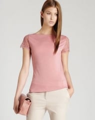 REISS T Shirt - Dixy Lace Sleeve at Bloomingdales