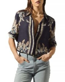 REISS Tiff Feather Print Button Down Blouse Bloomingdales at Bloomingdales