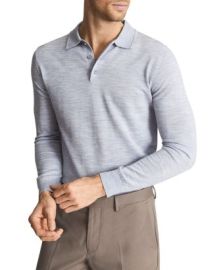 REISS Trafford Long Sleeve Merino Wool Polo   Bloomingdales at Bloomingdales