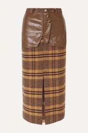 REJINA PYO - Maggie checked wool and faux leather midi skirt at Net A Porter