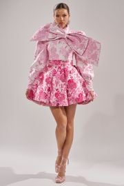 RENAISSANCE TWO-TONE BROCADE MINI DRESS IN PINK AKIRA at Akira