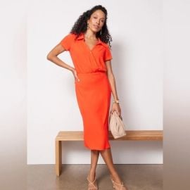 REVOLVE Dresses Amanda Uprichard Nwt Reya Redorange Collard Sheath Midi Dress Size Medium Poshmark at Poshmark