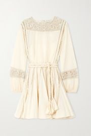 RHODE Ella belted crochet-trimmed cotton mini dress NET-A-PORTER at Net a Porter