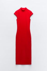 RIB MOCK NECK MIDI DRESS at Zara