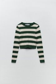 RIBBED KNIT SWEATER - Ecru  Green   United States at Zara