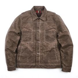 RIDERS JACKET WAXED CANVAS OAK at Cave and Post