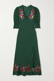 RIXO - Carmen embellished embroidered crepe midi dress at Net A Porter