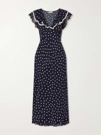 RIXO Bethea crochet-trimmed polka-dot crepe midi dress at Net a Porter