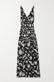 RIXO Moniq sequined printed gauze maxi dress NET-A-PORTER at Net a Porter