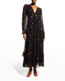 ROCOCO SAND Long-Sleeve Georgette Star Dress at Neiman Marcus