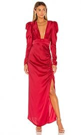 ROCOCO SAND x REVOLVE Poppy Deep V Gown in Bright Red from Revolve com at Revolve