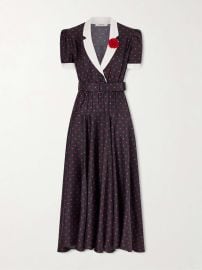 RODARTE Belted printed silk-twill gown at Net a Porter