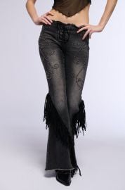 RODEO FRINGE LOW RISE FLARE JEANS AKIRA at Akira