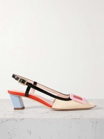 ROGER VIVIER Belle Vivier 45 color-block patent-leather slingback pumps at Net a Porter