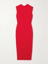 ROLAND MOURET Draped cady midi dress NET-A-PORTER at Net a Porter