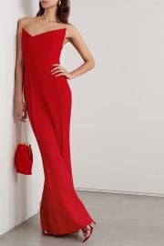 ROLAND MOURET Strapless asymmetric wool-crepe jumpsuit NET-A-PORTER at Net a Porter