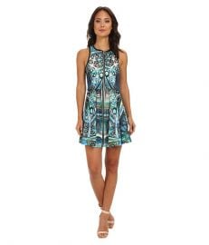 ROMEO andamp JULIET COUTURE Printed Scuba Dress Blue Paisley at 6pm