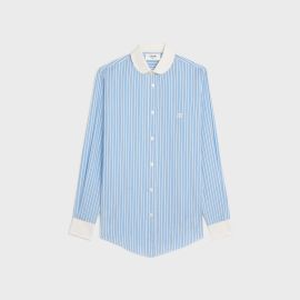 ROMY SHIRT IN STRIPED SILK - BLEUCRAIE CELINE at Celine