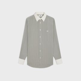 ROMY SHIRT IN STRIPED SILK - GRIS CLAIRCRAIEANTHRACITE CELINE at Celine