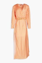 RONNY KOBO Carmen pleated polka-dot satin maxi dress at The Outnet
