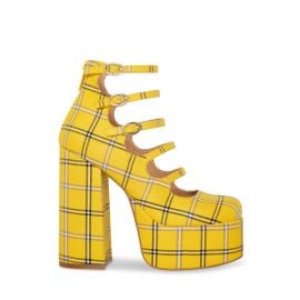 ROSARIO Yellow Plaid Chunky Platform Heel Women39s Heels Steve Madden at Steve Madden