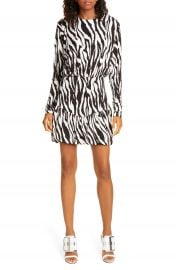 ROTATE Alina Zebra Print Long Sleeve Minidress   Nordstrom at Nordstrom