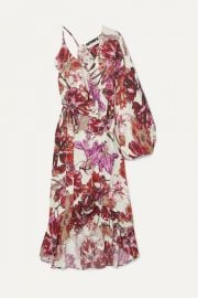 ROTATE Birger Christensen - Asymmetric ruffled floral-print crepe wrap dress at Net A Porter