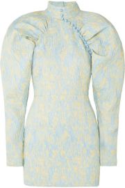 ROTATE Birger Christensen - Button-detailed crinkled-jacquard mini dress at Net A Porter