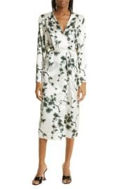 ROTATE Long Sleeve Floral Print Wrap Midi Dress at Nordstrom