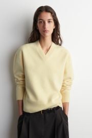 ROUNDED WOOL V-NECK SWEATER - BUTTER YELLOW COS US at COS
